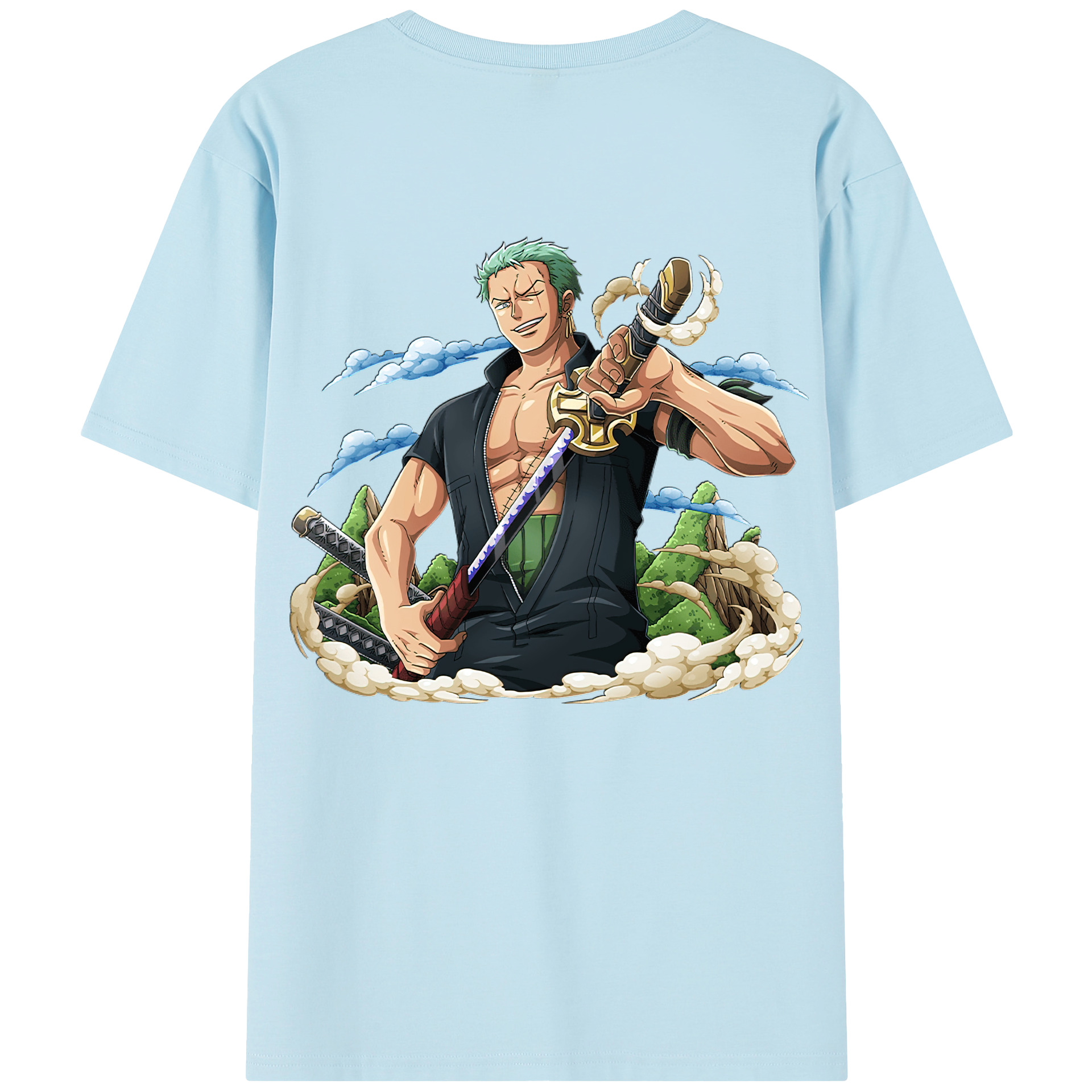 ワンピース ロロノア・ゾロ ONE PIECE Roronoa Zoro 綿100％半袖Tシャツ（背面プリント）